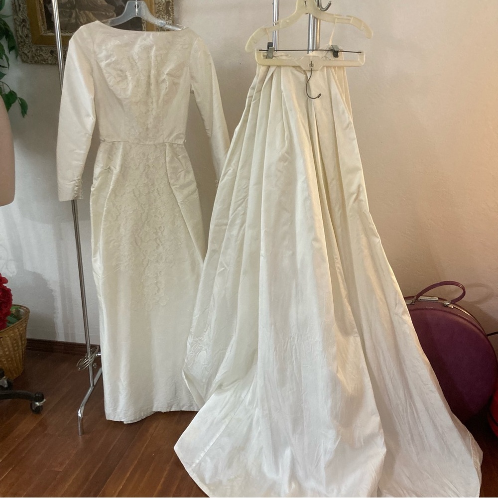 1930’s sophisticated 2 pc wedding dress Edith’s Vincent custom ivory xs rqre